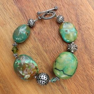 Turquoise Stone & Crystal Bracelet
